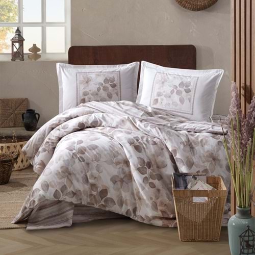 Clasy Tek Kişilik Pamuk Ranforce Nevresim Takımı Semeran Bej