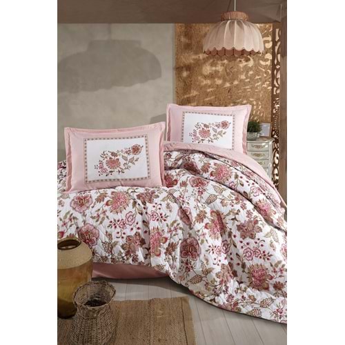 Clasy Ranforce %100 Pamuk Çift Kişilik Dört Mevsim Set Omeya Pudra