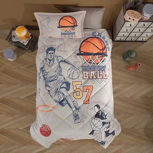 Clasy Ranforce Tek Kişilik Yorgan Seti Basketball Bej
