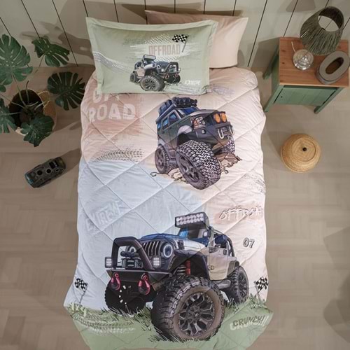 Clasy Ranforce Tek Kişilik Yorgan Seti Off Road Bej