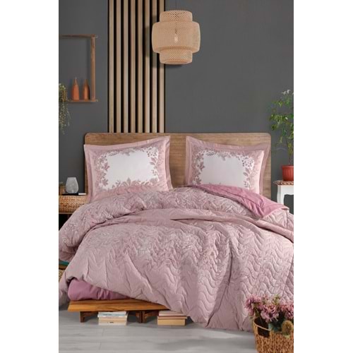 Clasy Ranforce %100 Pamuk Çift Kişilik Dört Mevsim Set Serel Pembe
