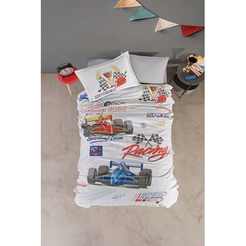 Clasy Ranforce %100 Pamuk Nevresim Takımı Tek Kişilik Speed Time V1 Gri
