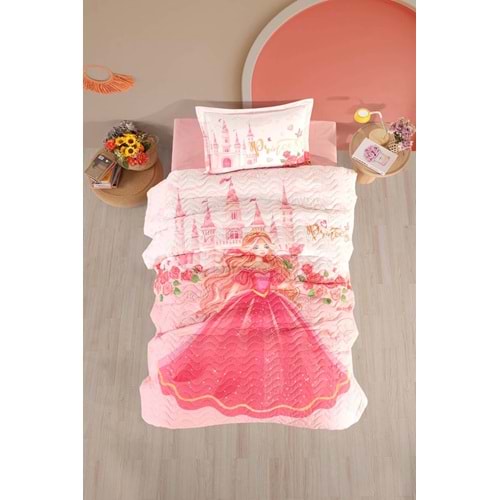 Clasy Ranforce %100 Pamuk Tek Kişilik Dört Mevsim Set Princess Pudra