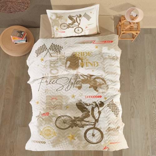 Clasy Ranforce %100 Pamuk Tek Kişilik Dört Mevsim Set Sport Bej