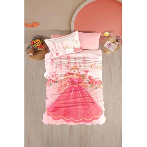 Clasy Ranforce %100 Pamuk Tek Kişilik Uyku Seti Princess Pudra