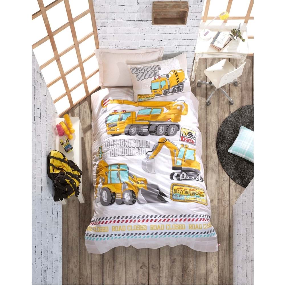 Cotton Box Junior Ranforce Nevresim Takımı Tek Kişilik Track Turkuaz Fıtted