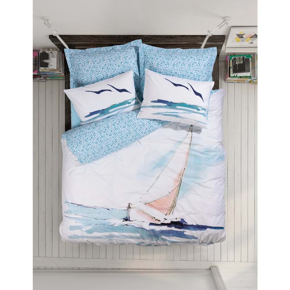 Cotton Box Maritime Tek Kişilik Nevresim Takımı Sail Mavi