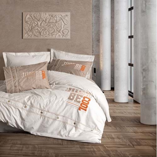 Cotton Box Mood Nakışlı Ranforce Tek Kişilik Nevresim Takımı Cool Tarçın