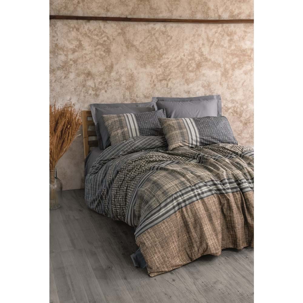 Cotton Box Toprak Çift Kişilik Nevresim Takımı Timbre Antrasit