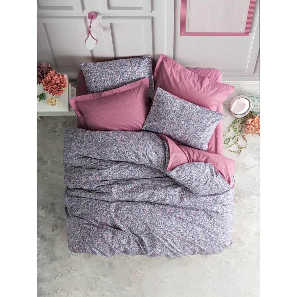 Cotton Box Petite Tek Kişilik Lastikli Çarşaflı Nevresim Takımı Penny Gül Kurusu