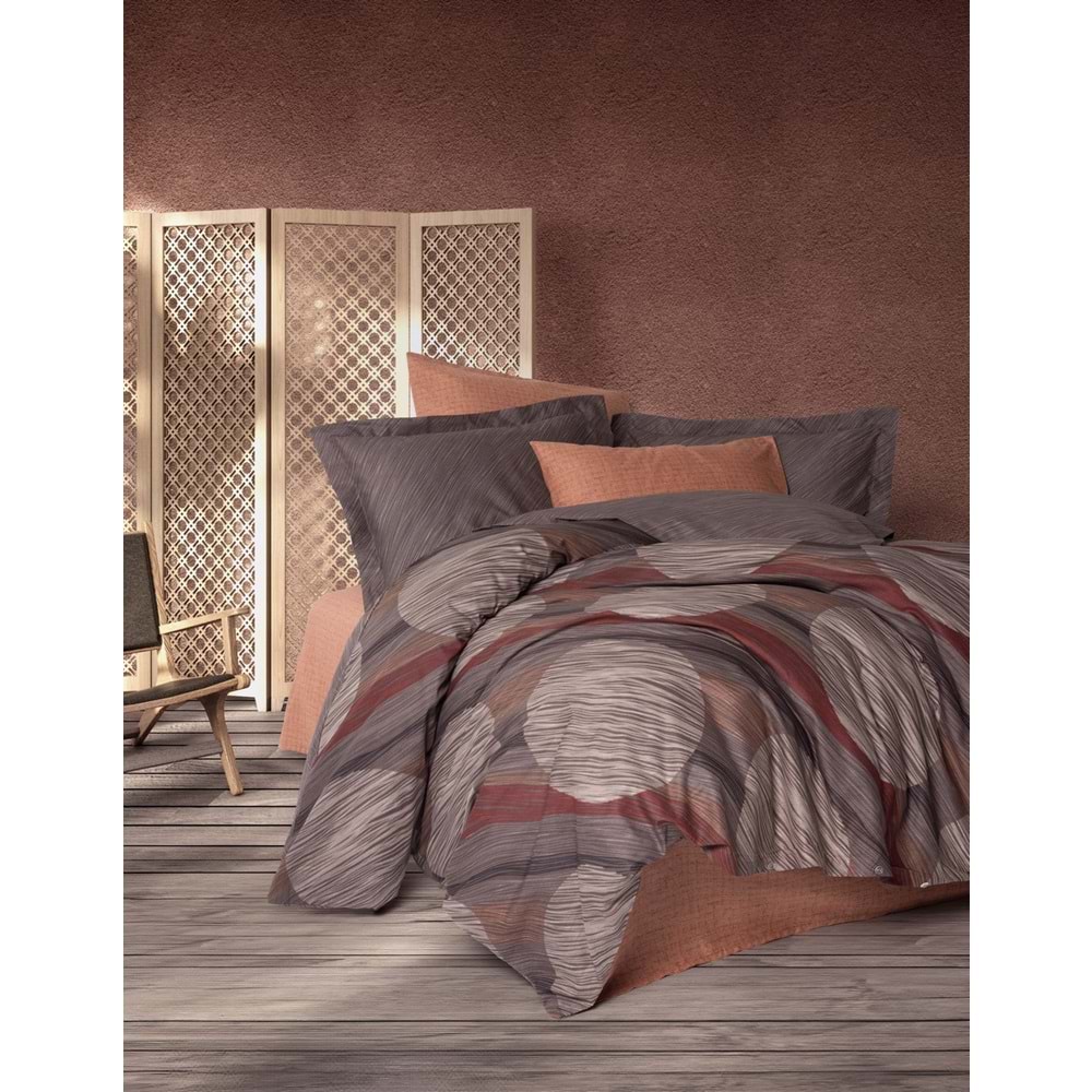 Cotton Box Modern Tek Kişilik Nevresim Takımı Fluss Tarçın