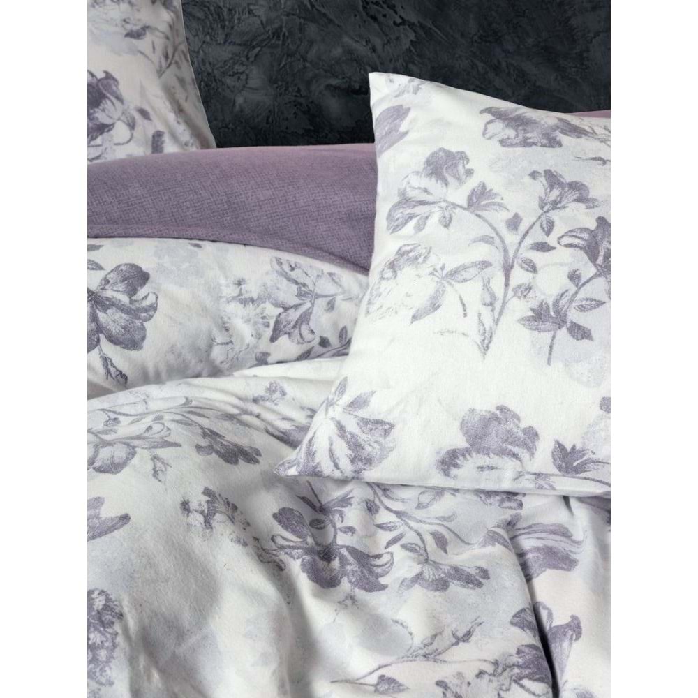 Cotton Box Flanel Tek Kişilik Nevresim Takımı Sadie Mor