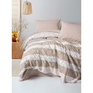 Cotton Box Flanel Çift Kişilik Nevresim Takımı Arrow Krem