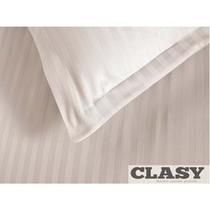 Clasy Çizgili Saten Çift Kişilik Nevresim Takımı Bej