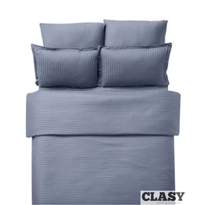 Clasy Çizgili Saten Çift Kişilik Nevresim Takımı Antrasit