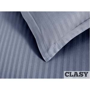 Clasy Çizgili Saten Çift Kişilik Nevresim Takımı Antrasit