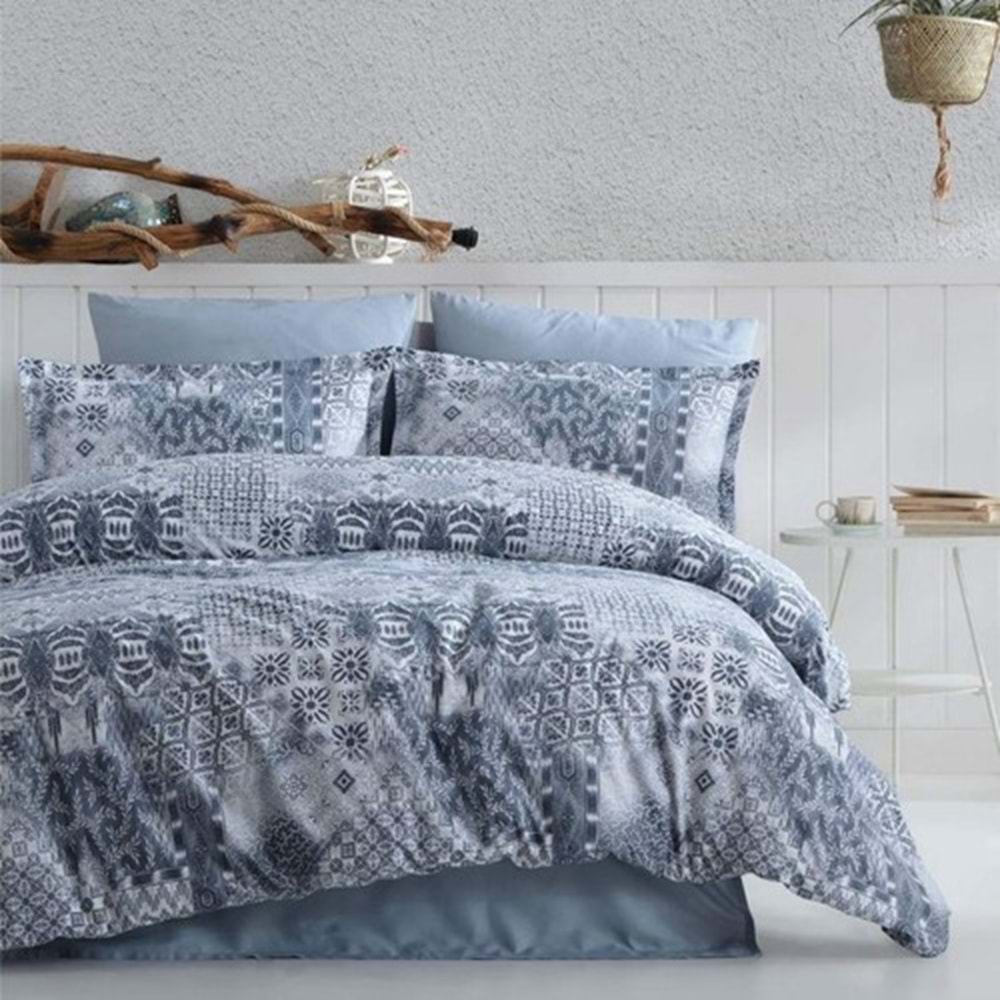 Clasy Tek Kişilik Nevresim Takımı Pava Lacivert