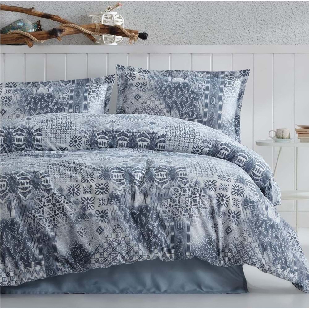 Clasy Tek Kişilik Nevresim Takımı Pava Lacivert