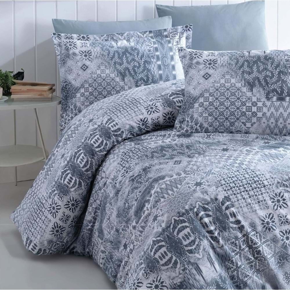 Clasy Tek Kişilik Nevresim Takımı Pava Lacivert