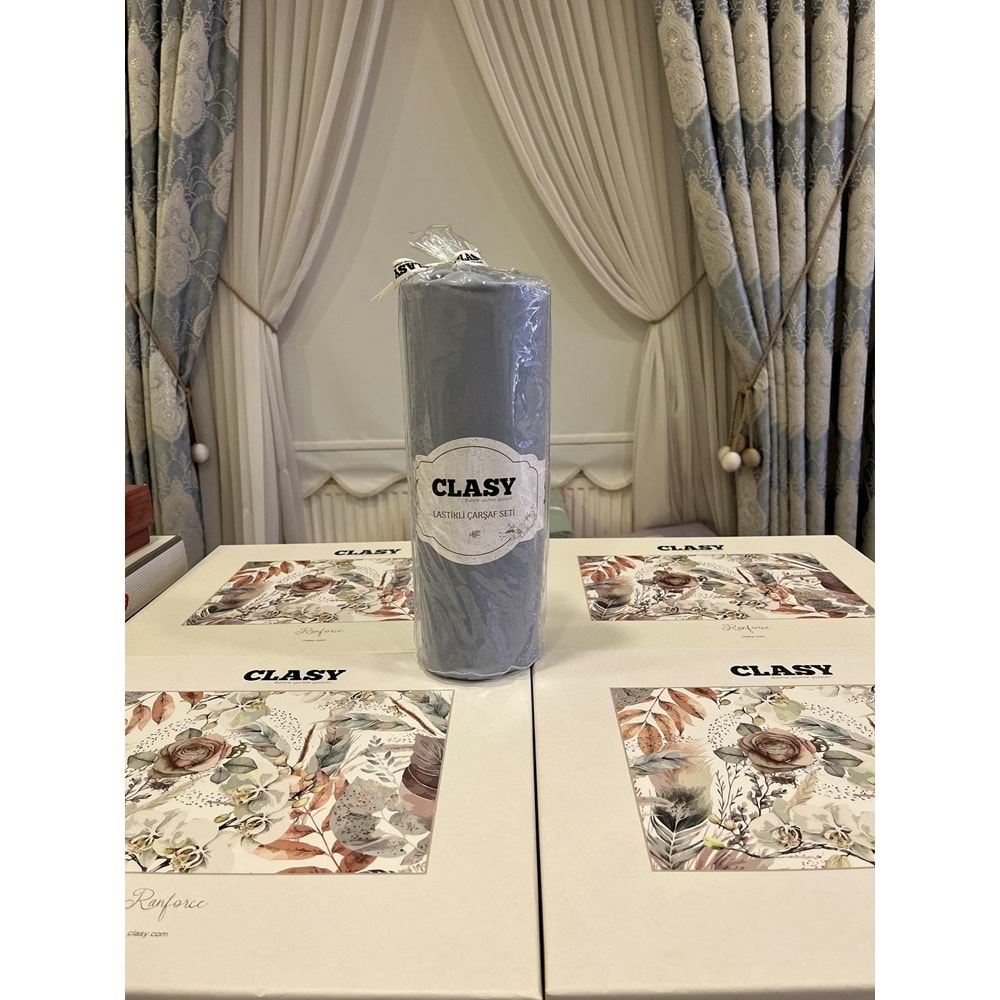 Clasy Minel Tek Kişilik Lastikli Çarşaf Seti Açık Mavi 120X200