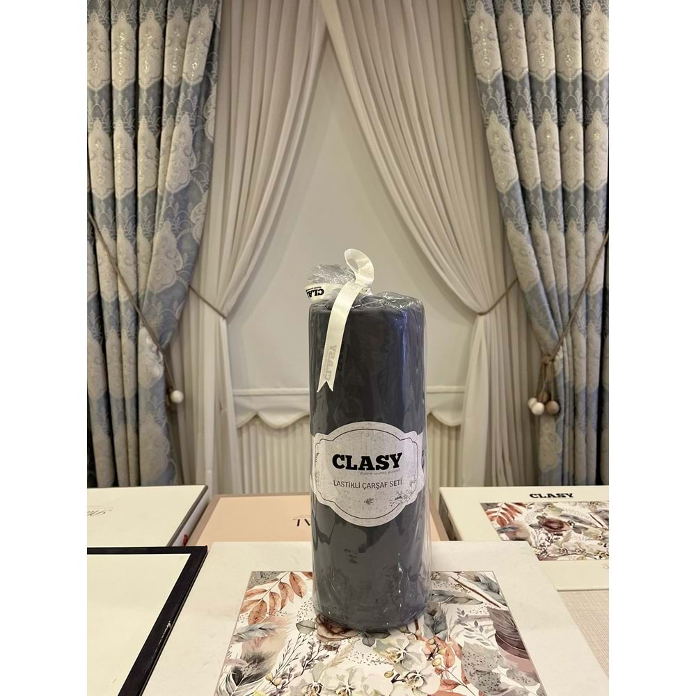 Clasy Minel Tek Kişilik Lastikli Çarşaf Seti Koyu Gri 120X200
