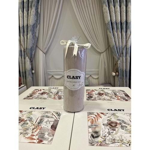 Clasy Minel Çift Kişilik Lastikli Çarşaf Seti Bej 160x200