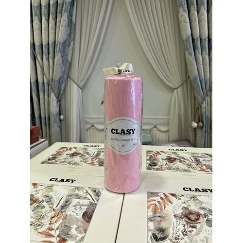 Clasy Minel Çift Kişilik Lastikli Çarşaf Seti Pembe 160x200