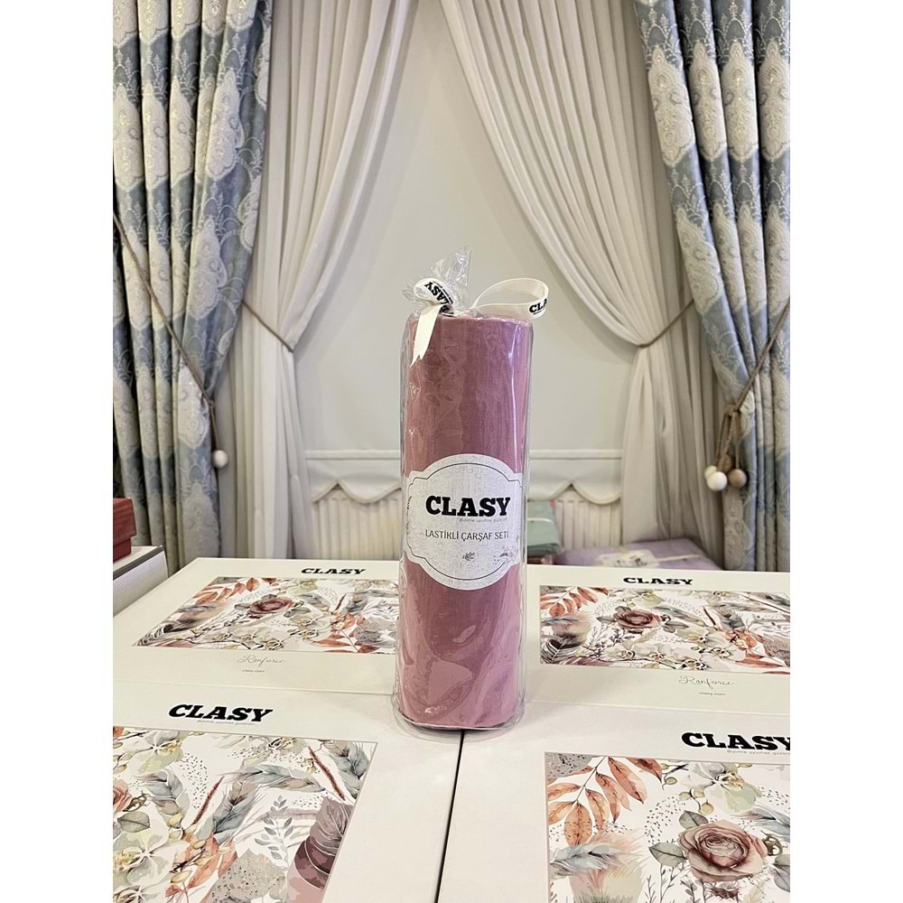 Clasy Minel Çift Kişilik Lastikli Çarşaf Seti Gül Kurusu 160x200