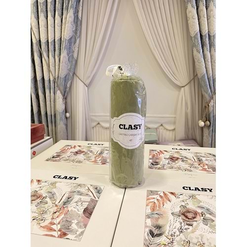 Clasy Minel Çift Kişilik Lastikli Çarşaf Seti Yeşil 160x200