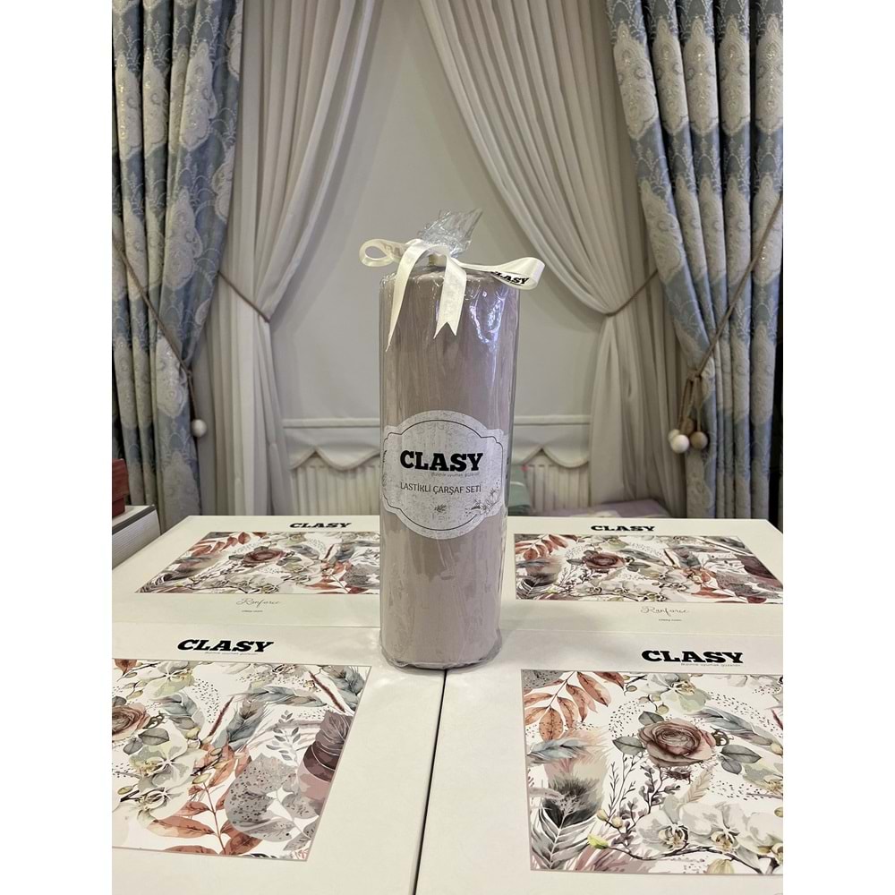Clasy Minel Çift Kişilik Lastikli Çarşaf Seti Açık Bej 160x200