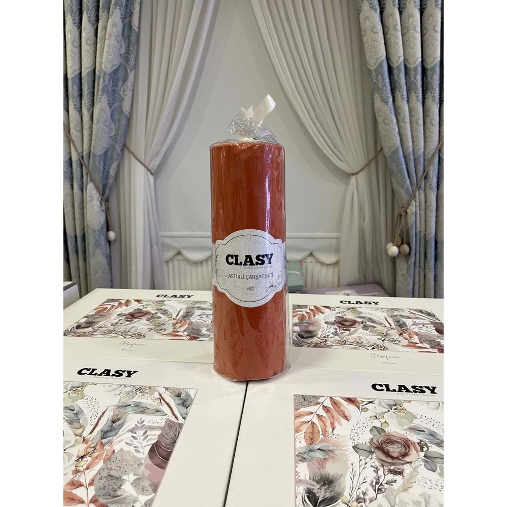 Clasy Minel Çift Kişilik Lastikli Çarşaf Seti Kiremit 180x200
