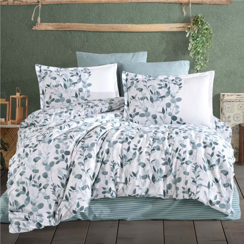 Clasy Tek Kişilik Pamuk Ranforce Nevresim Takımı Putto Mint