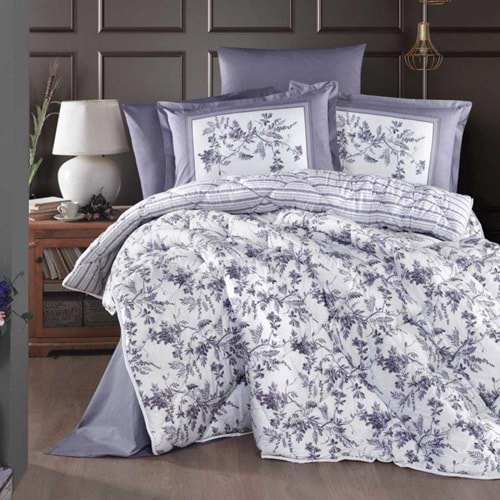 Clasy %100 Pamuk Çift Kişilik Uyku Seti Montera Lila