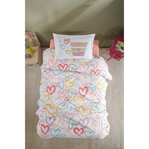 Clasy Ranforce %100 Pamuk Tek Kişilik Dört Mevsim Set Selfie V1 Pudra