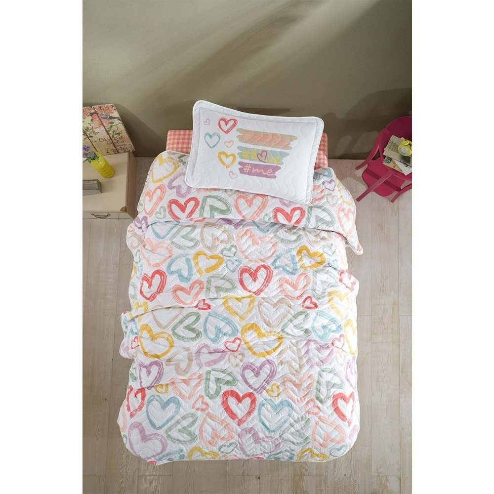 Clasy Ranforce Yatak Örtüsü Tek Kişilik Selfie Pudra