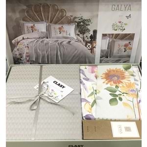 Clasy Çift Kişilik Pike Takımı La Nature Galya Açık Gri Oda Kokusu Hediye