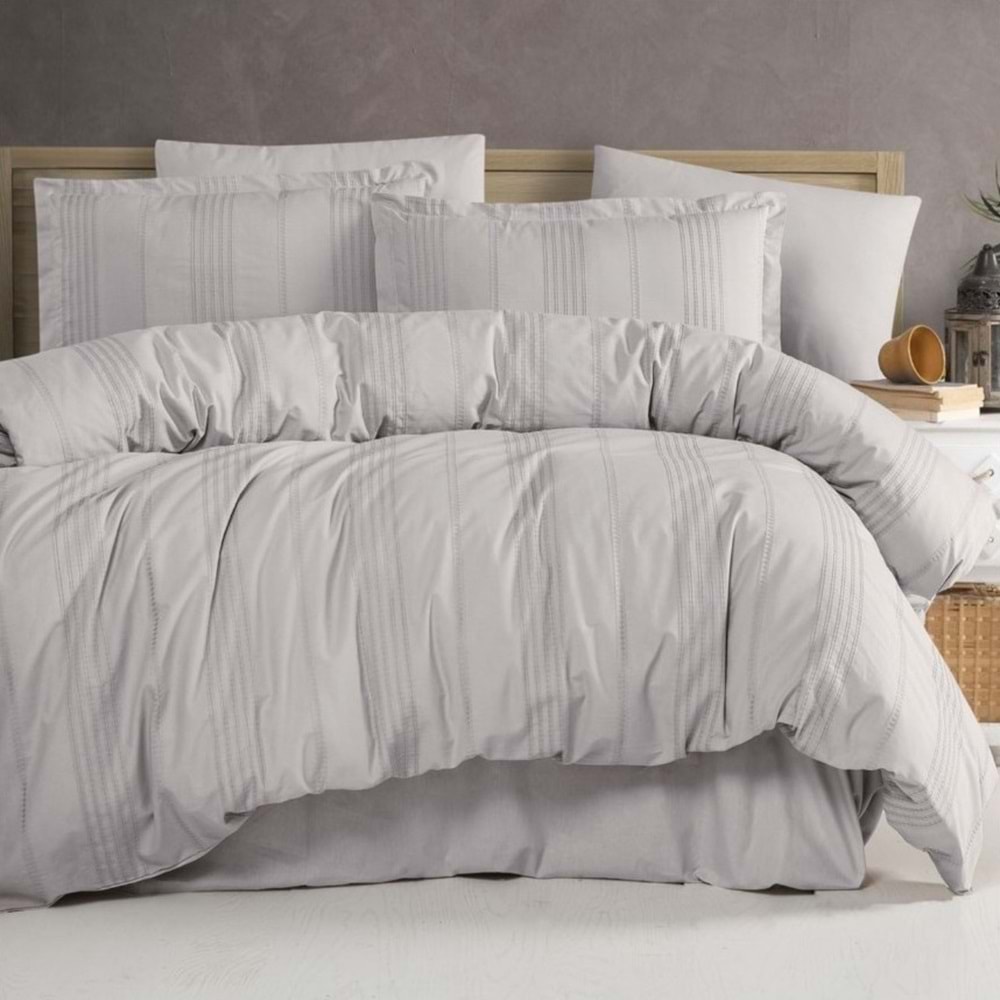 Clasy Çift Kişilik Nevresim Takımı Arakis Armürlü Açık Gri