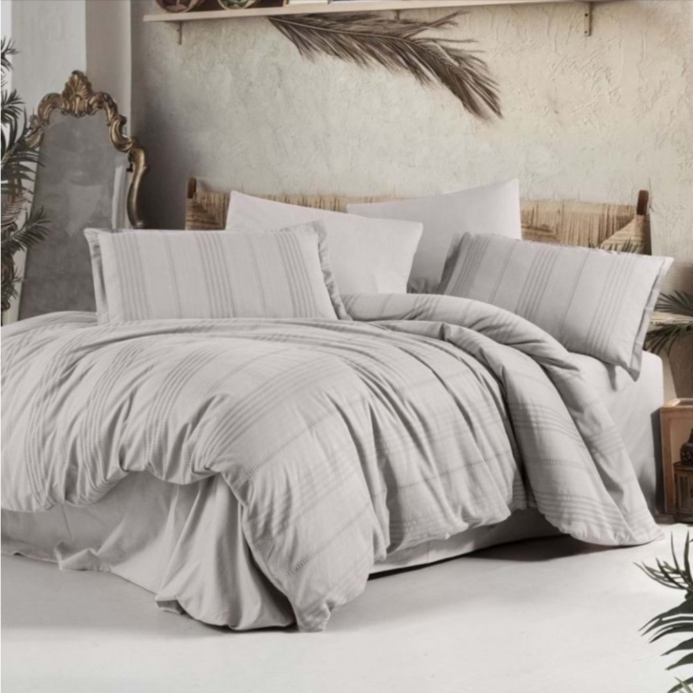 Clasy Çift Kişilik Nevresim Takımı Arakis Armürlü Açık Gri