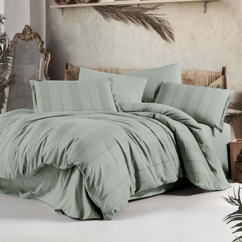 Clasy Çift Kişilik Armürlü Nevresim Takımı Arakis Ada Çayı