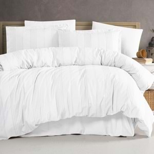 Clasy Butik Tek Kişilik Armürlü Nevresim Takımı Arakis Beyaz