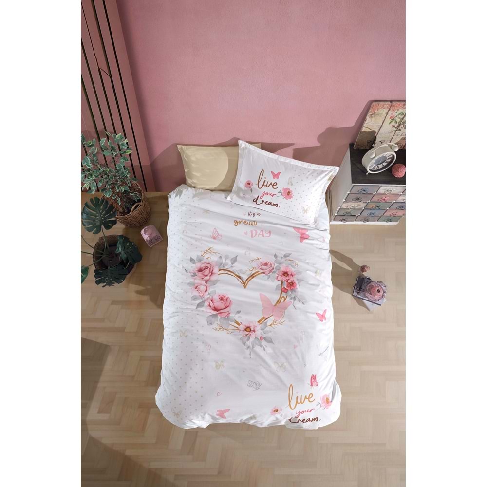 Clasy Genç Ranforce Tek Kişilik Nevresim Takımı Dream Bej