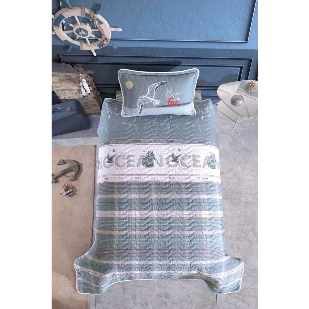 Clasy Ranforce %100 Pamuk Tek Kişilik Dört Mevsim Set Ocean V1 Mavi
