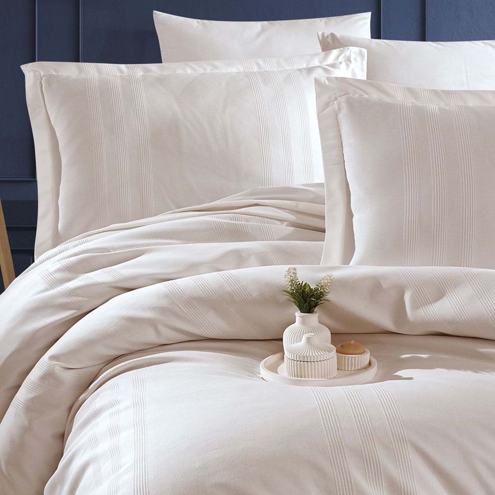 Clasy Ranforce Armürlü Çift Kişilik Nevresim Takımı Melkor Taş Rengi