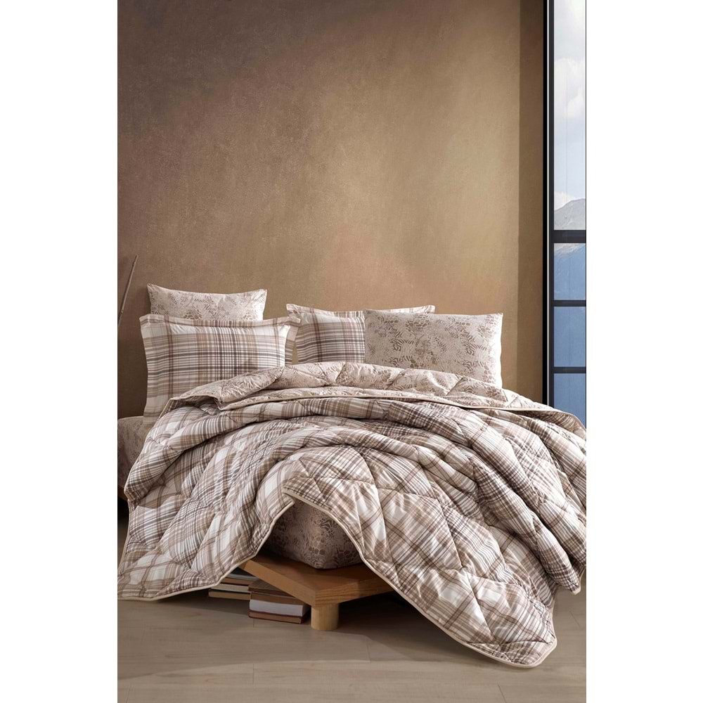 Clasy %100 Pamuk Tek Kişilik Uyku Seti Ravel Bej