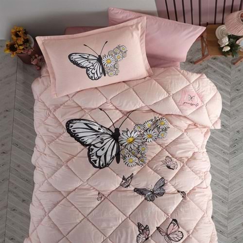 Clasy Tek Kişilik Ranforce Genç Desen Yorgan Seti Daisy Love Somon