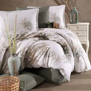 Clasy Ranforce Çift Kişilik Nevresim Takımı Virele Yeşil