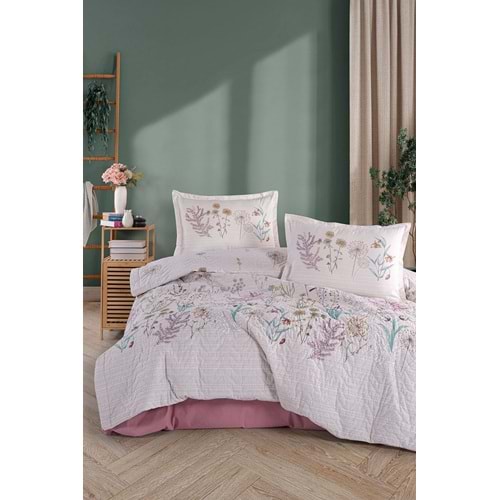 Clasy Ranforce Dört Mevsim Çift Kişilik Set Bahari Pembe