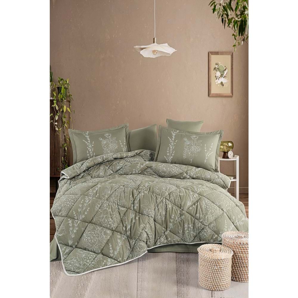 Clasy %100 Pamuk Çift Kişilik Uyku Seti Vinya Yeşil