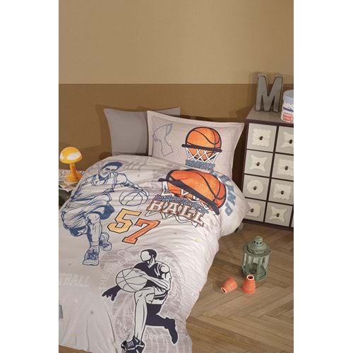 Clasy Tek Kişilik Nevresim Takımı Basketball Bej