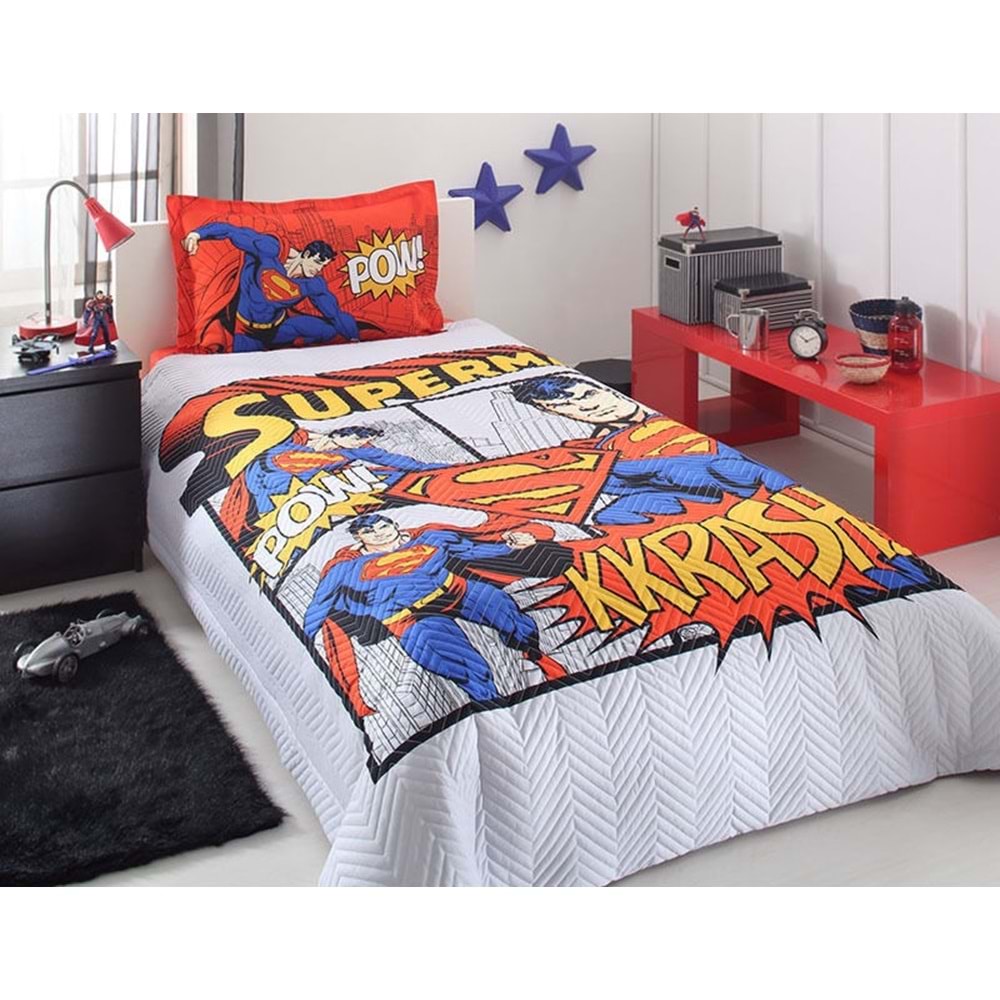 Özdilek Lisanslı Set Superman Red Nevresim Takımı Kapitoneli Kırmızı